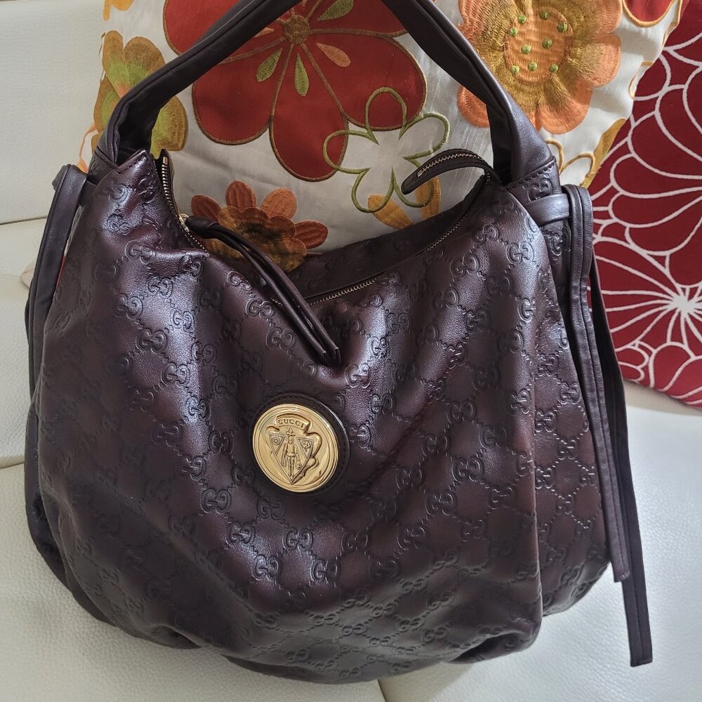 GUCCI~VERY RARE~GUCCISSIMA~BROWN LEATHER HANDBAG~with Dust Bag